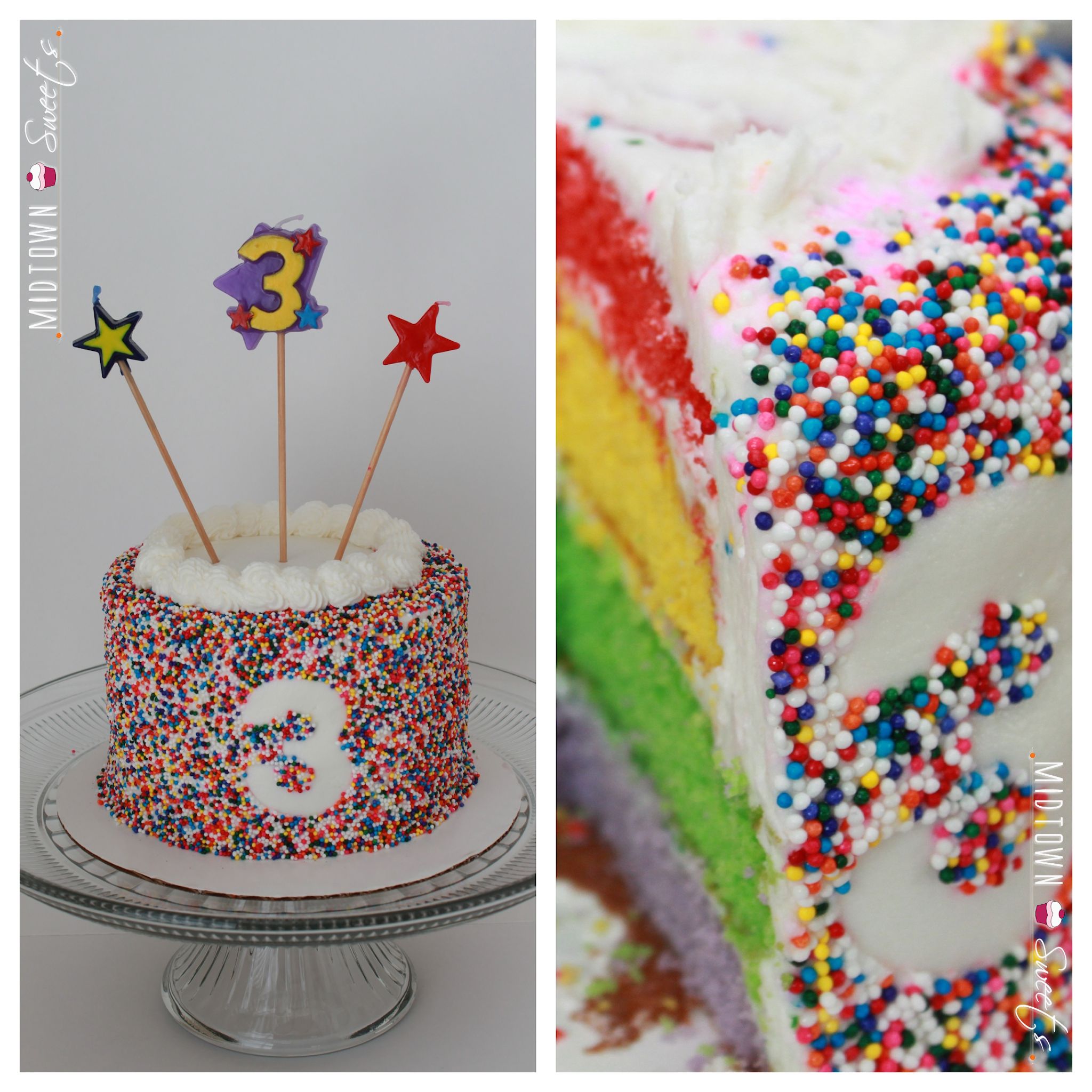 Midtown Sweets | Rainbow Layer Cake with Sprinkles